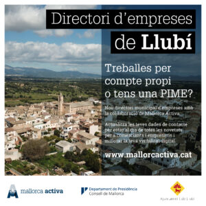 Cartel del directorio de empresas de Llubí