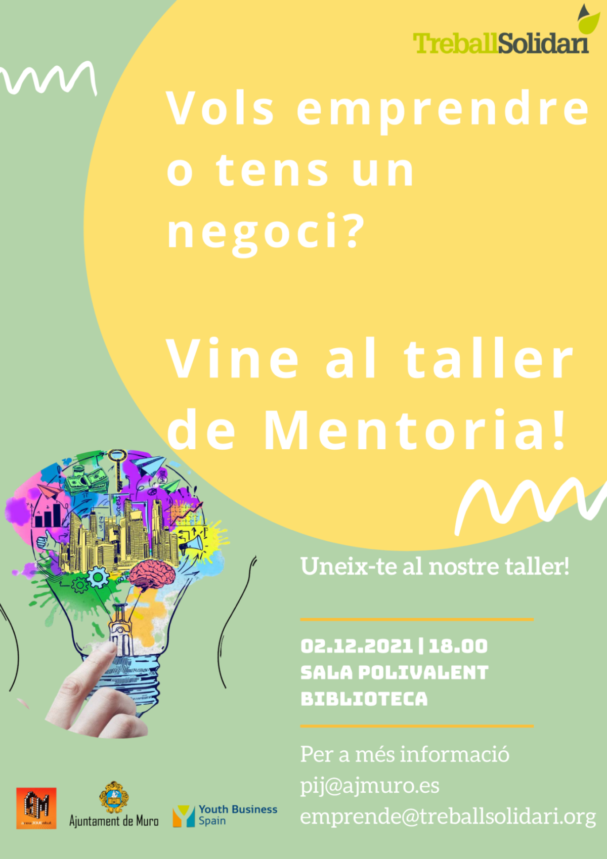 Cartel del taller de mentoría en Muro